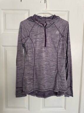 Reebok Women’s Size Small Purple Heather Striped Athletic Hoodie Top